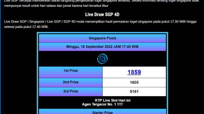 Live Draw Singapore