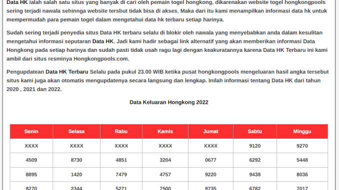 data pengeluaran hongkong