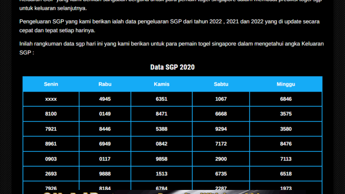 data pengeluaran singapore